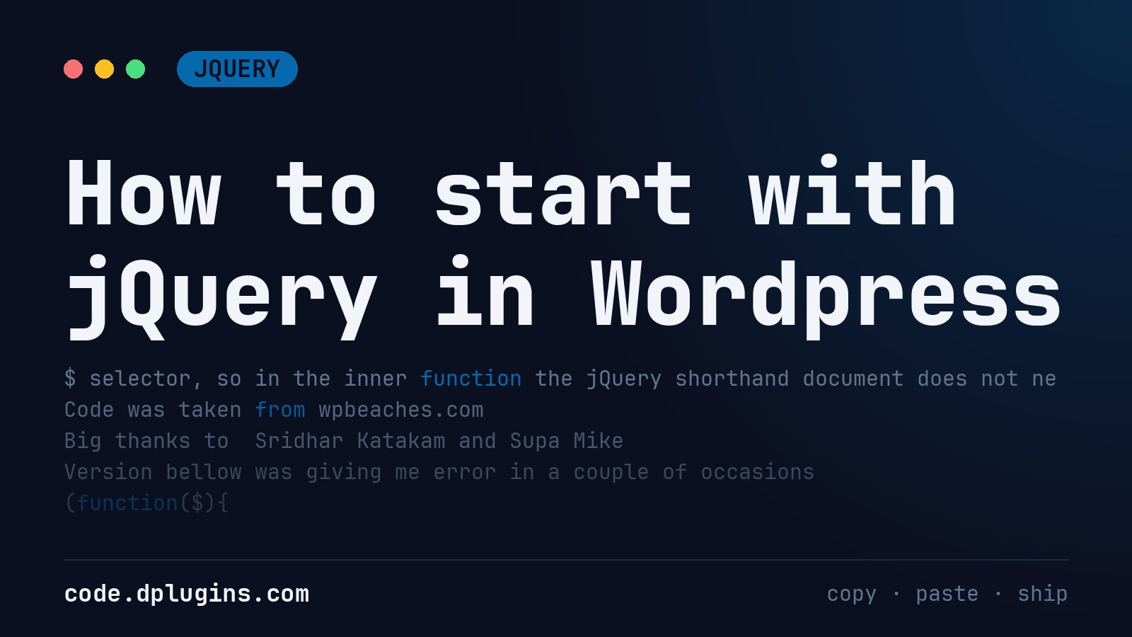 How to start with jQuery in WordPress