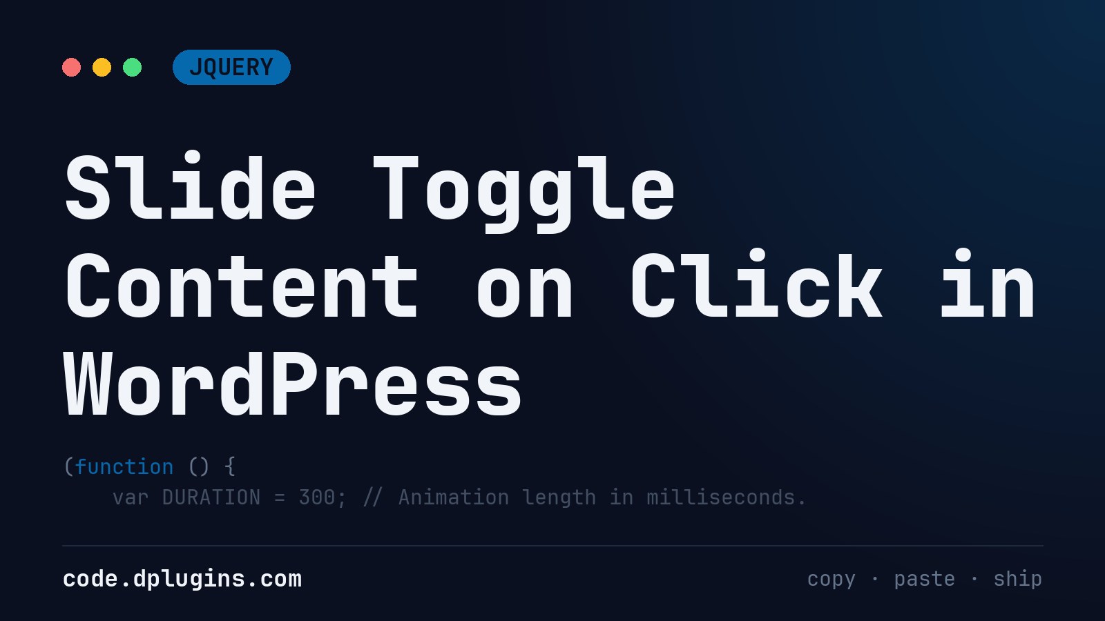 Slide Toggle Content on Click in WordPress