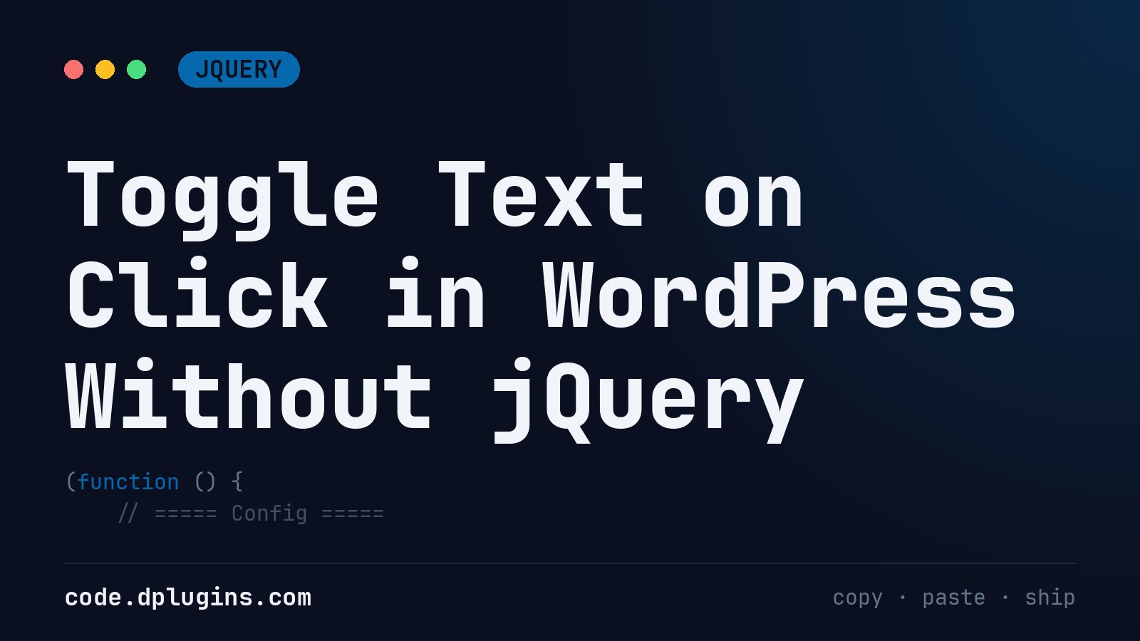 Toggle Text on Click in WordPress Without jQuery