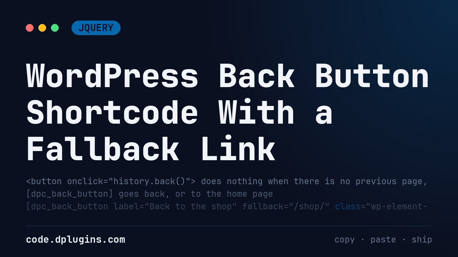 WordPress Back Button Shortcode With a Fallback Link
