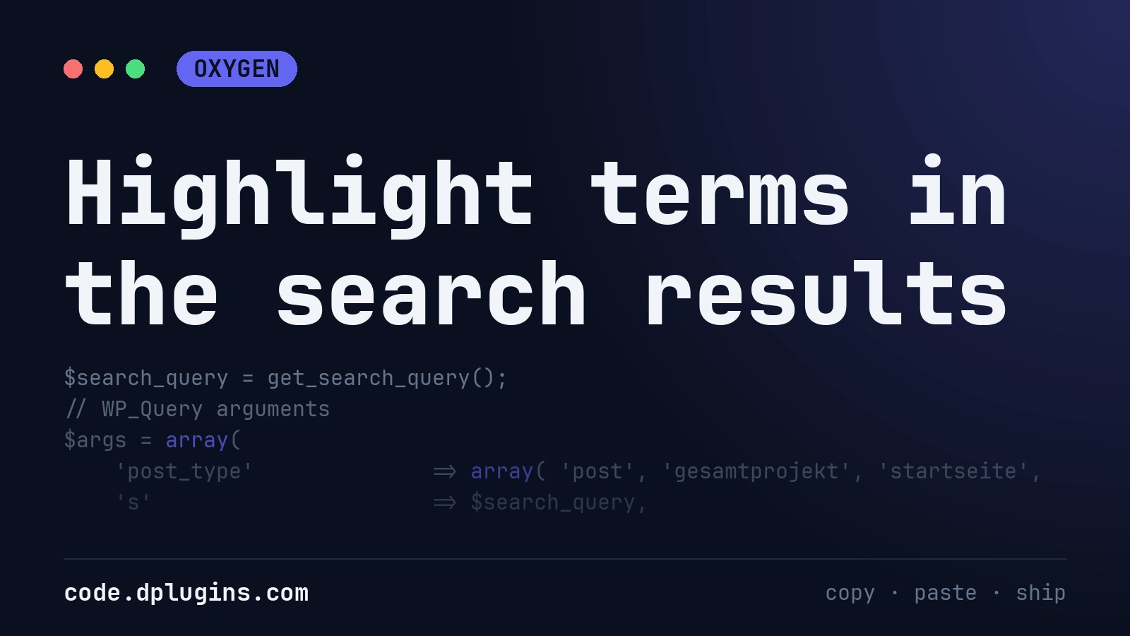 Highlight terms in the search results