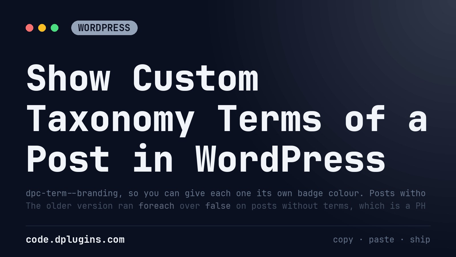 Show Custom Taxonomy Terms of a Post in WordPress
