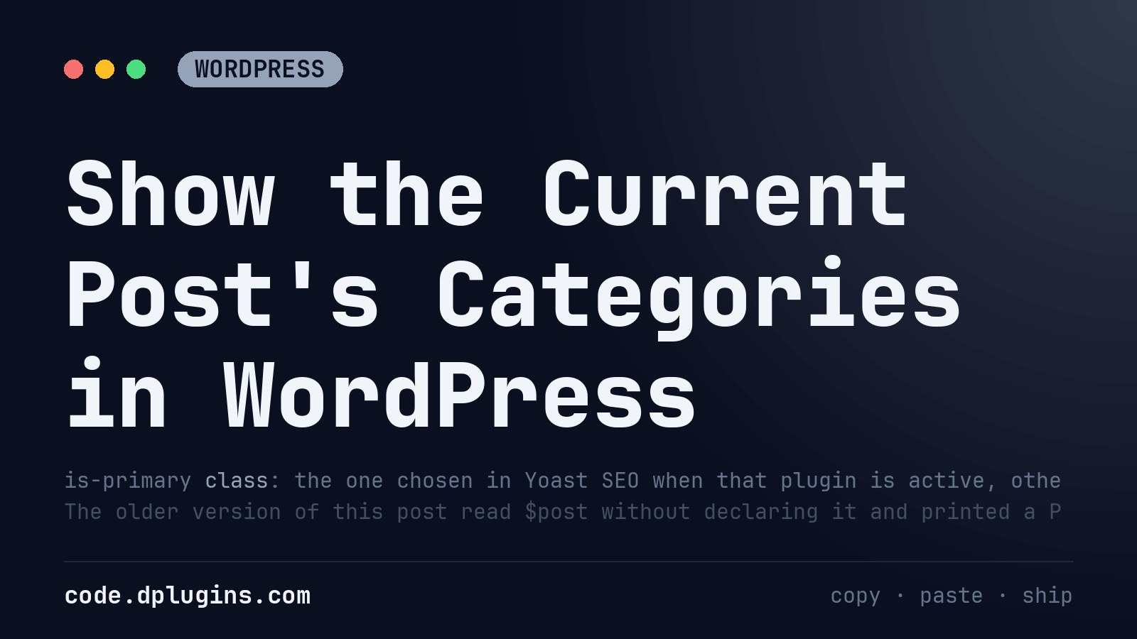 Show the Current Post’s Categories in WordPress