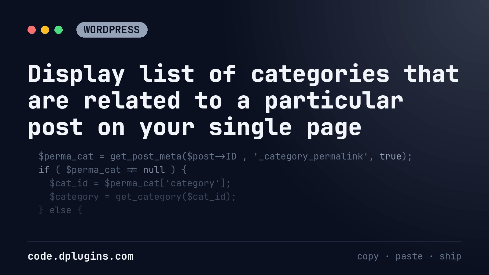 Display list of categories that are related to a particular post on your single page