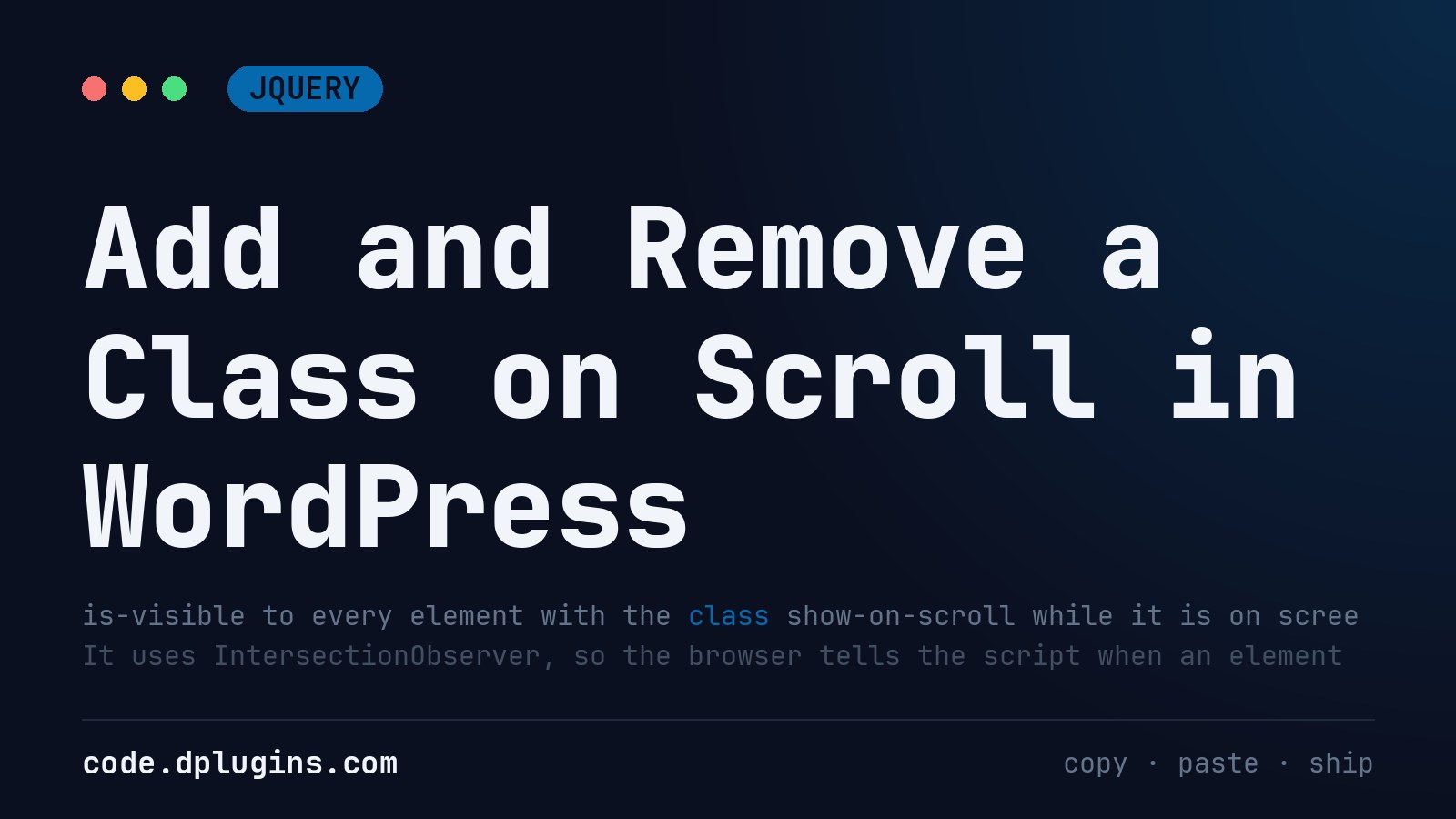 Add and Remove a Class on Scroll in WordPress