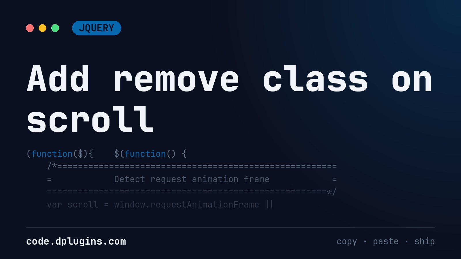 Add remove class on scroll