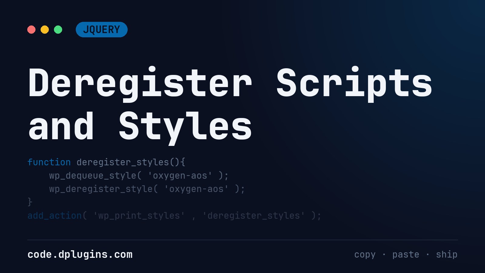 Deregister Scripts and Styles
