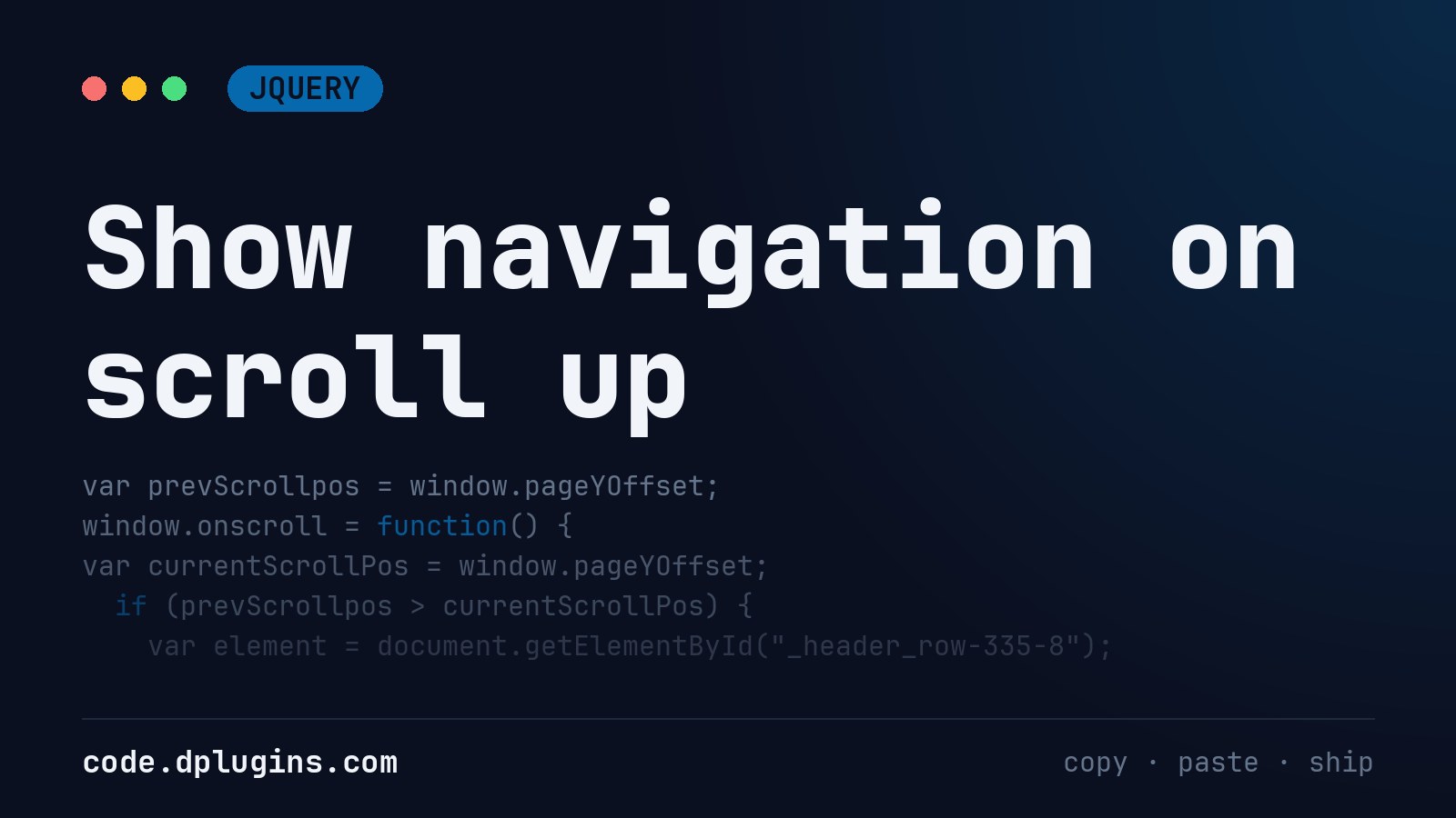 Show navigation on scroll up