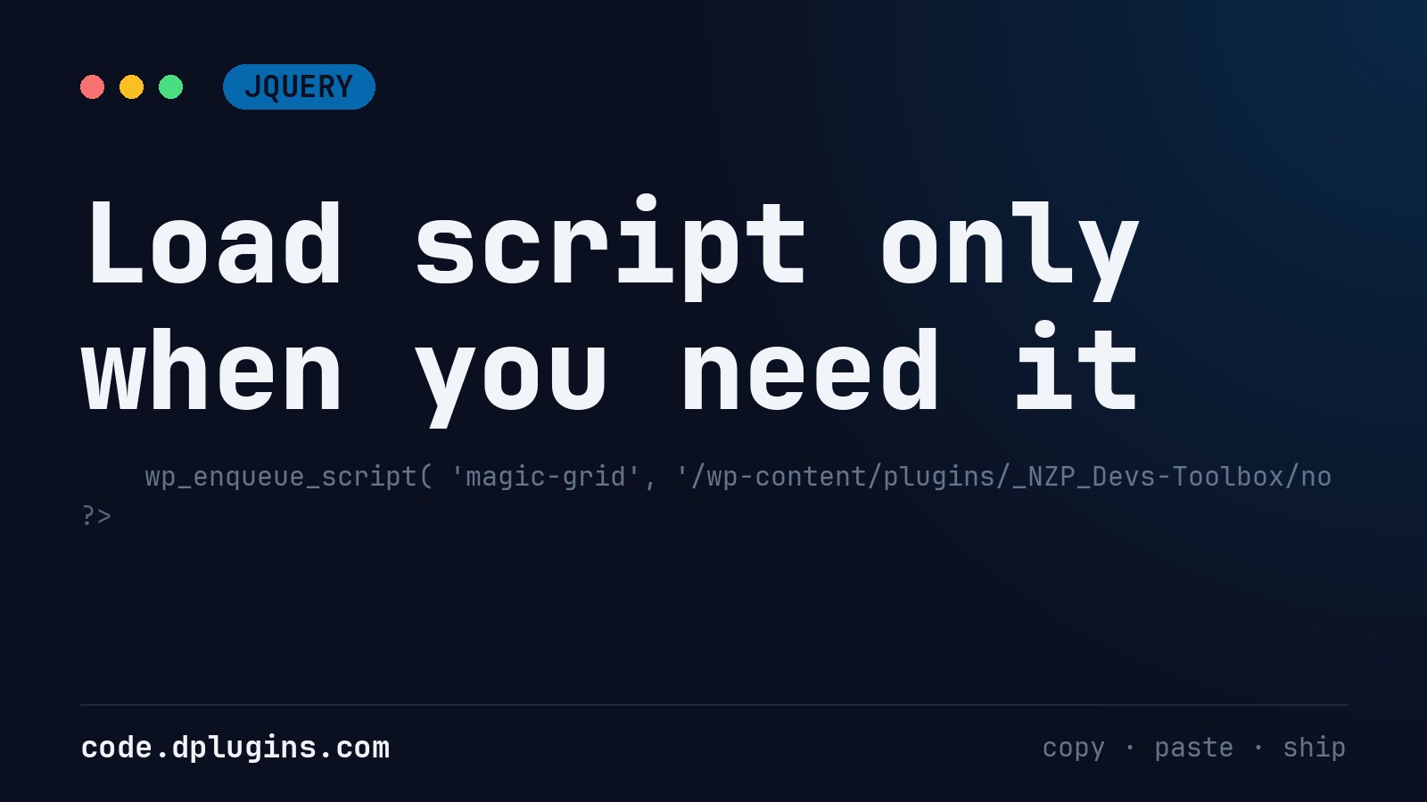 Load script only when you need it