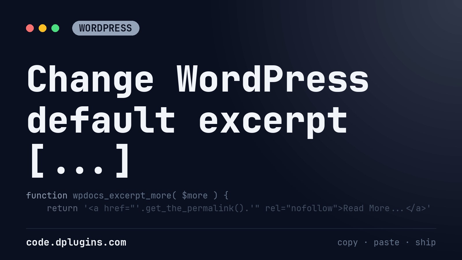 Change WordPress default excerpt […]