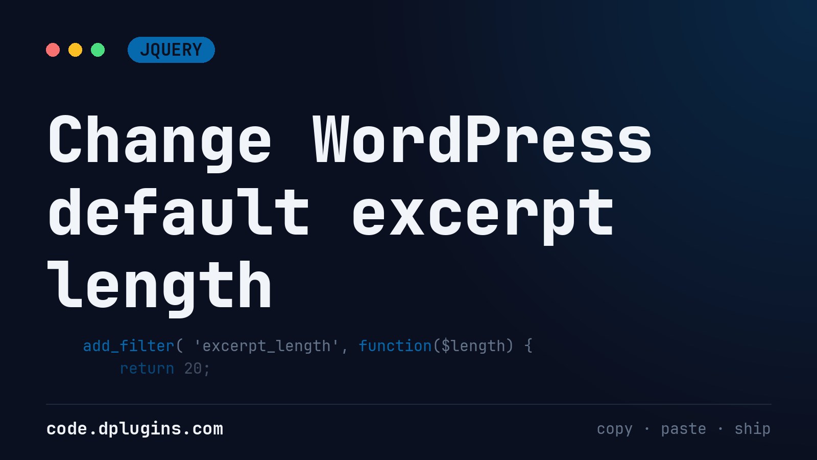 Change WordPress default excerpt length