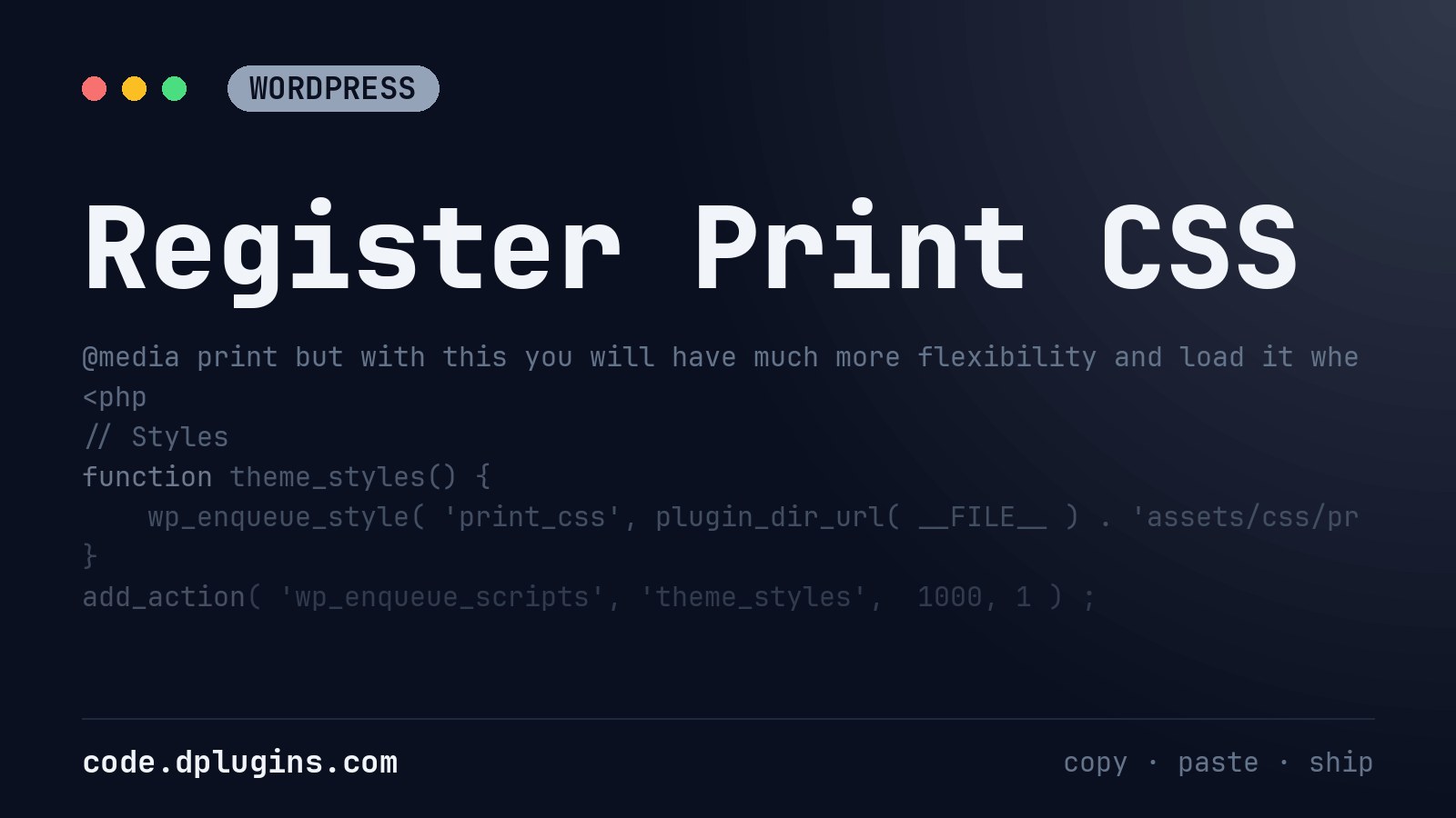 Register Print CSS