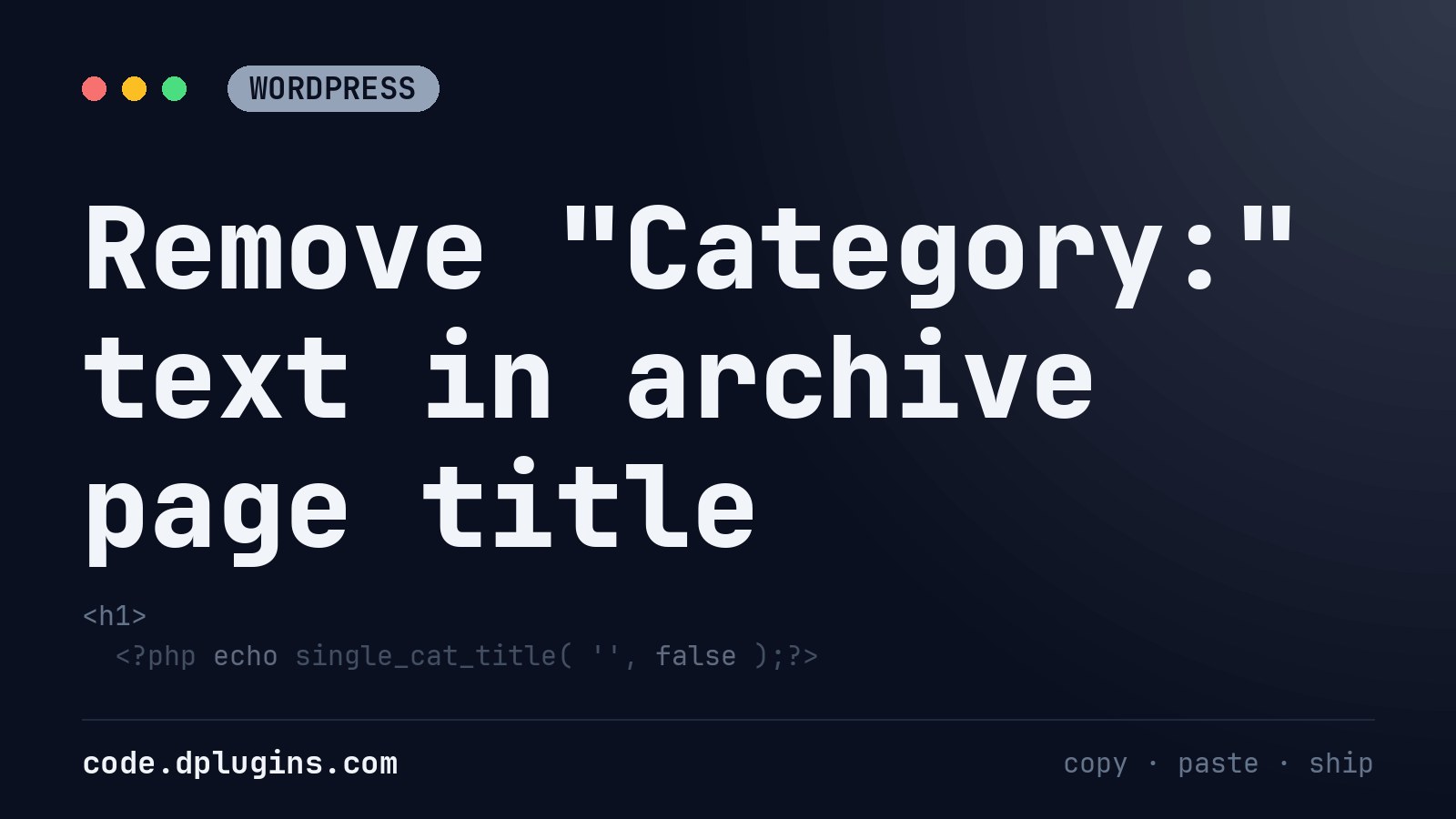 Remove “Category:” text in archive page title