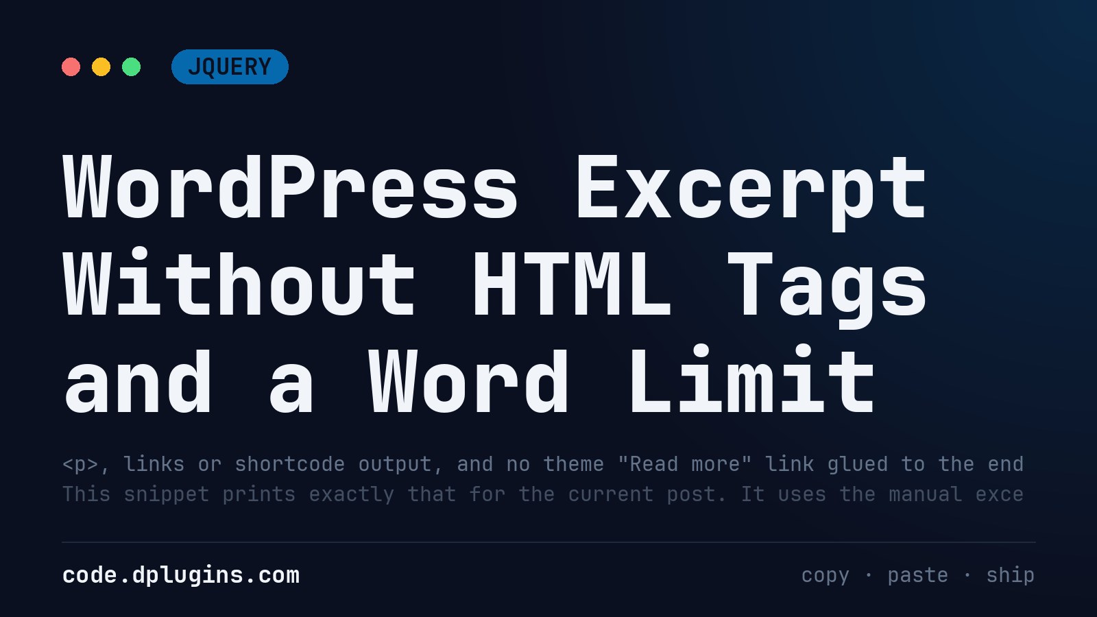 WordPress Excerpt Without HTML Tags and a Word Limit