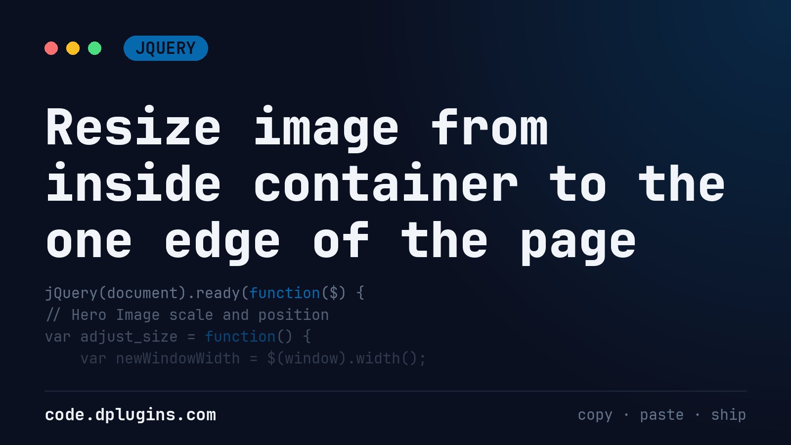 Resize image from inside container to the one edge of the page