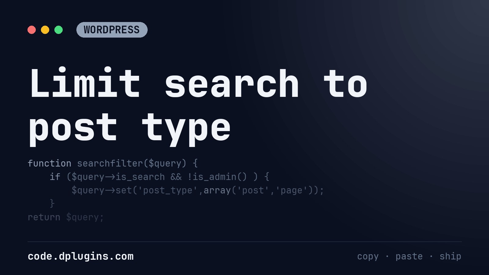 Limit search to post type