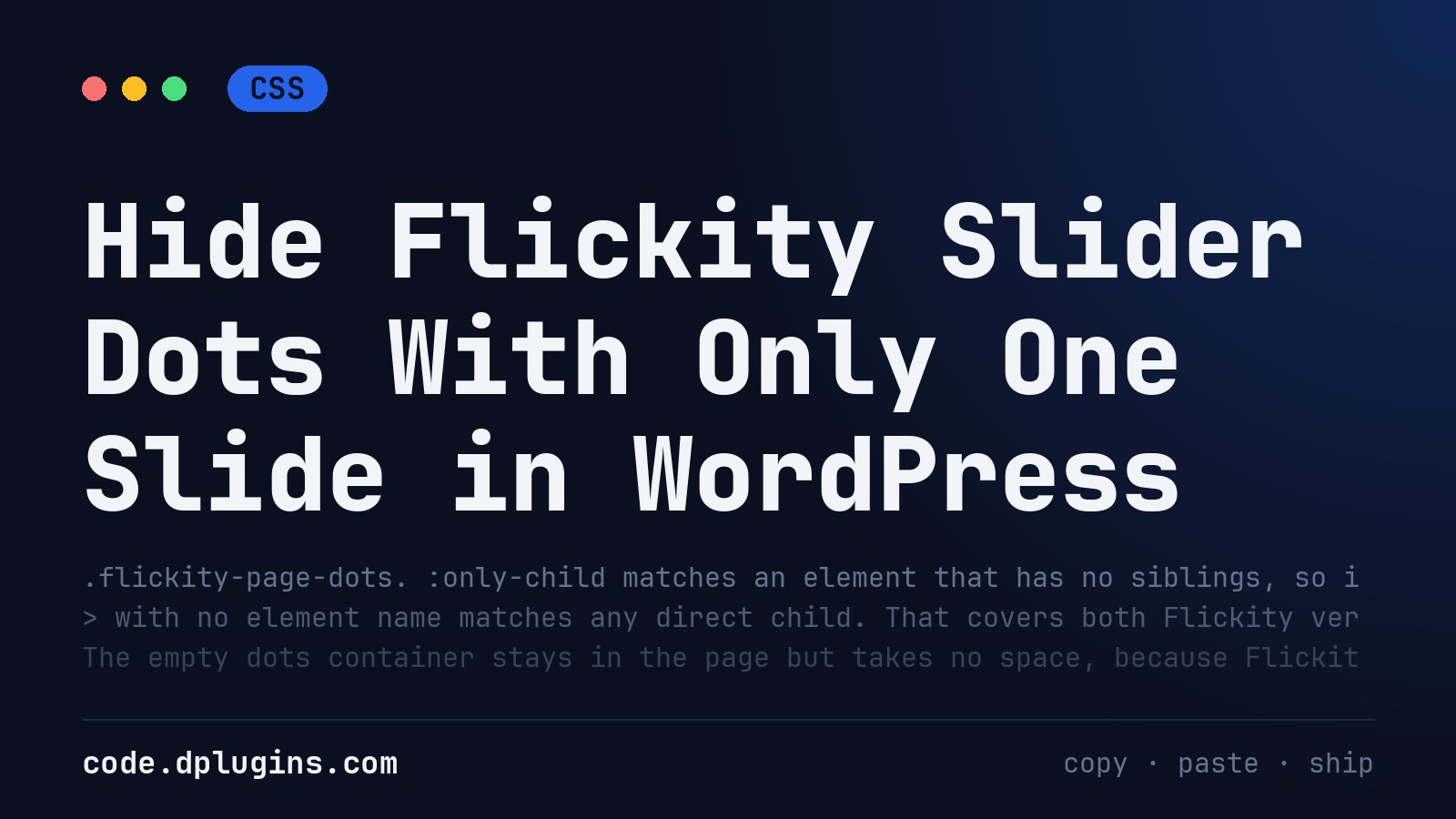 Hide Flickity Slider Dots With Only One Slide in WordPress