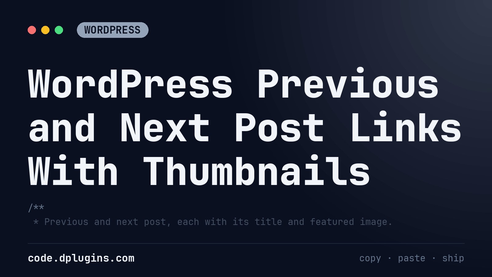 WordPress Previous and Next Post Links With Thumbnails