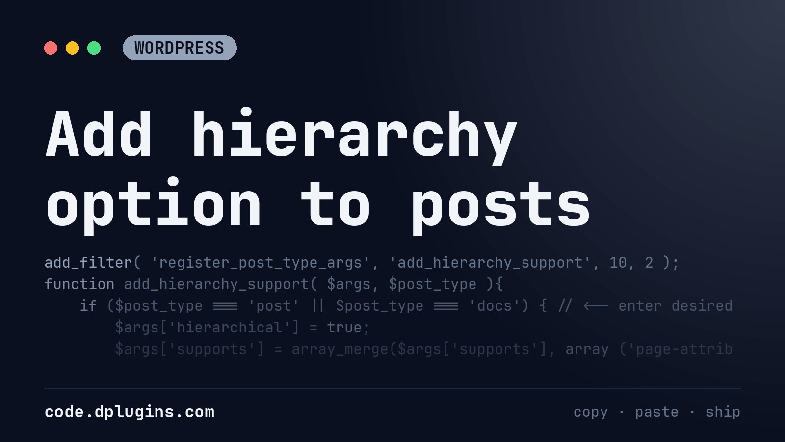 Add hierarchy option to posts