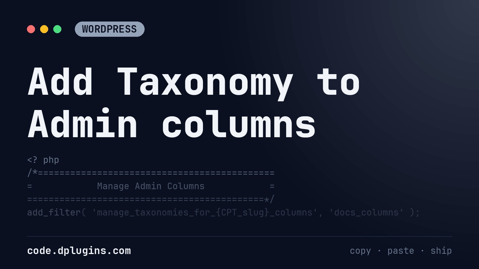 Add Taxonomy to Admin columns