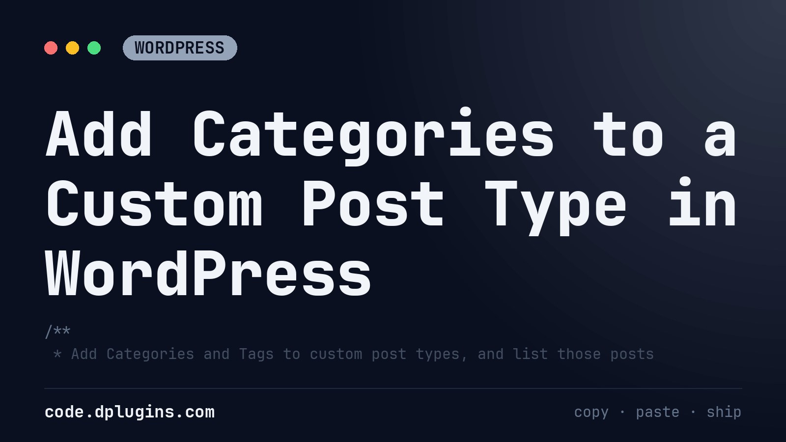 Add Categories to a Custom Post Type in WordPress