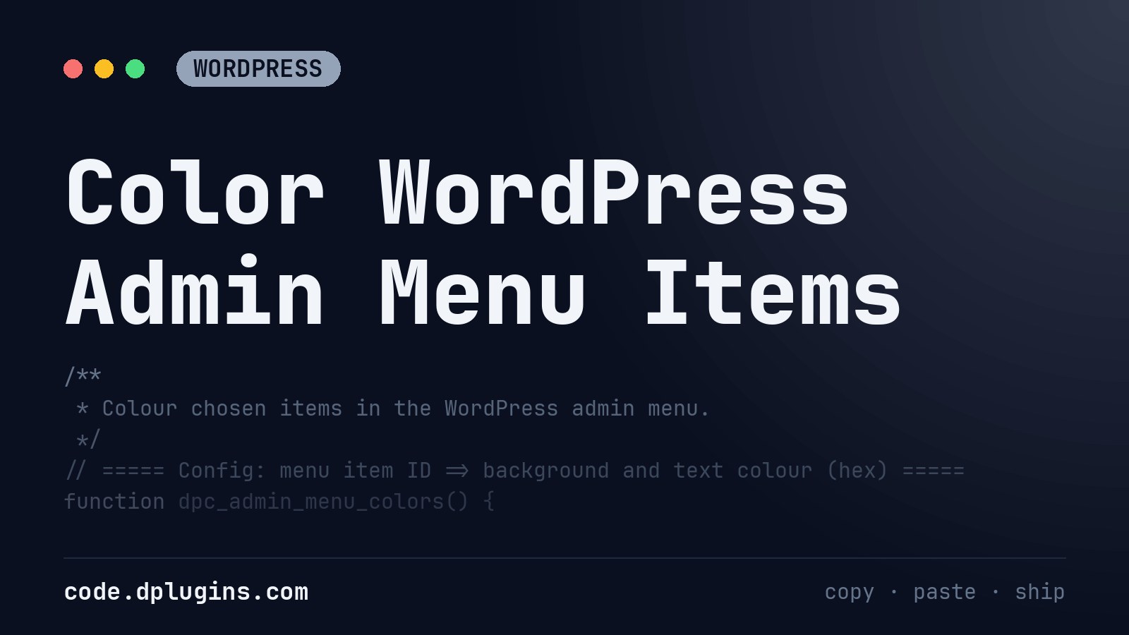 Color WordPress Admin Menu Items