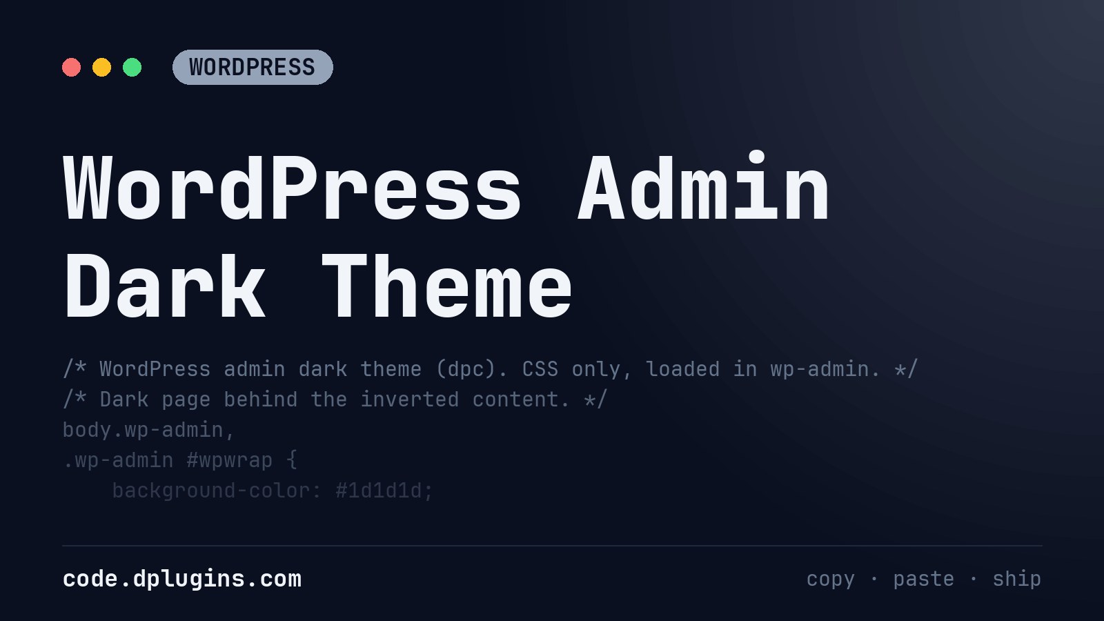 WordPress Admin Dark Theme