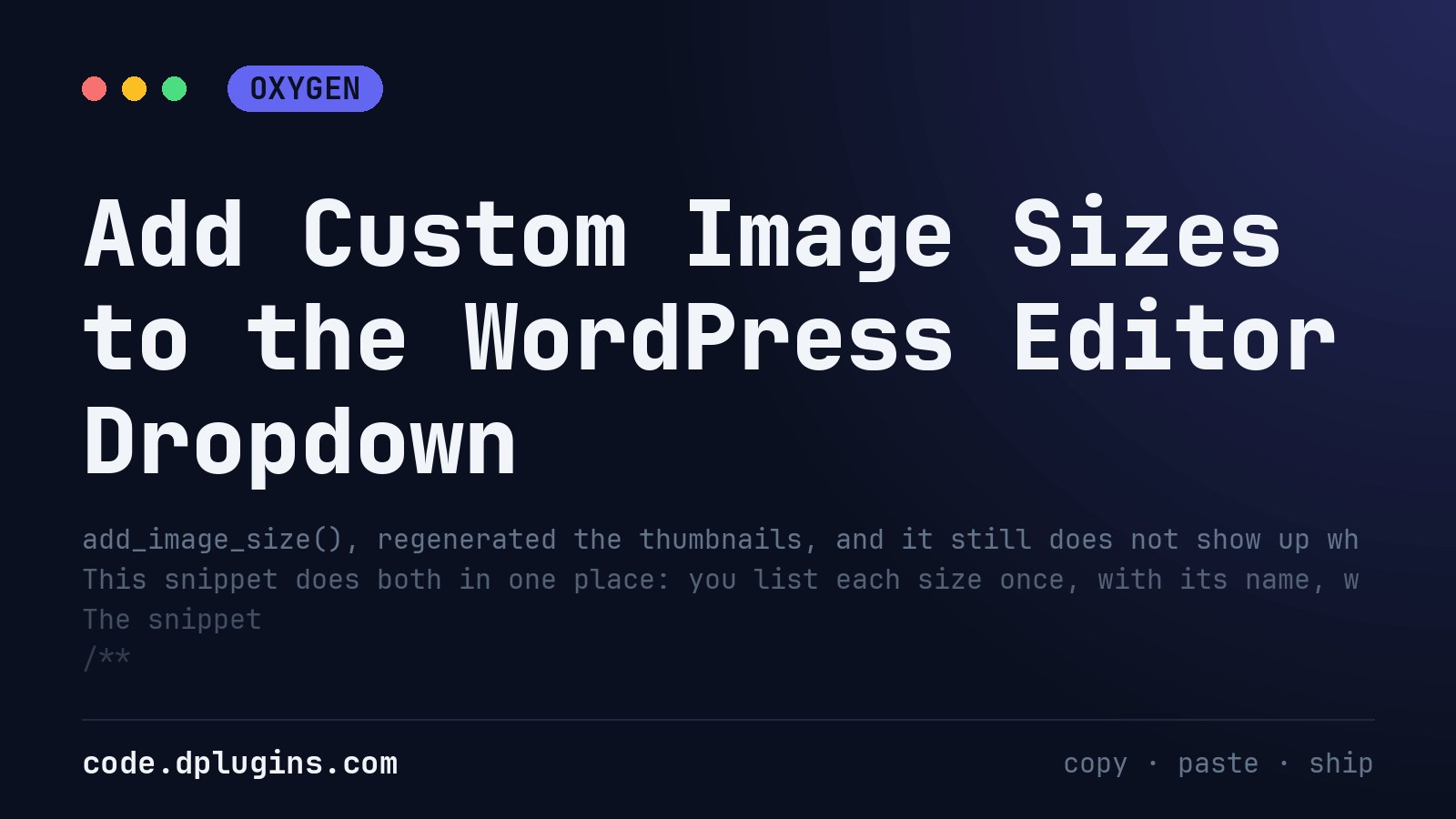 Add Custom Image Sizes to the WordPress Editor Dropdown