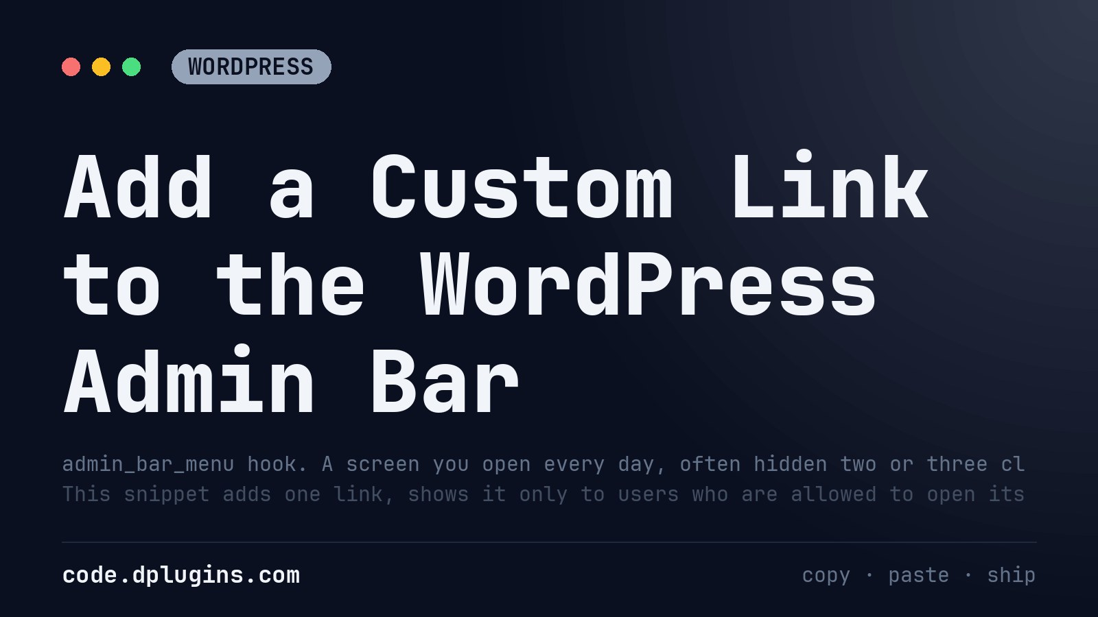 Add a Custom Link to the WordPress Admin Bar