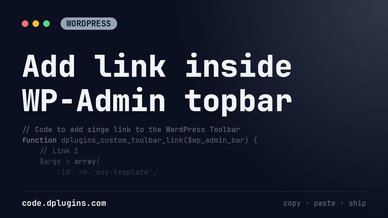 Add link inside WP-Admin topbar