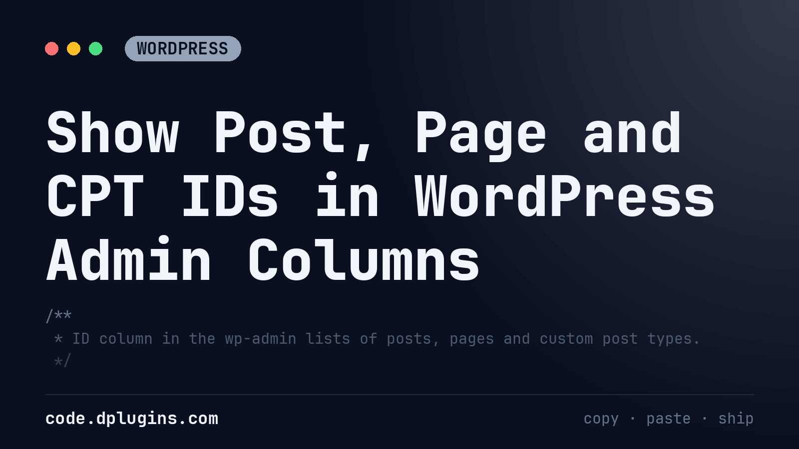 Show Post, Page and CPT IDs in WordPress Admin Columns