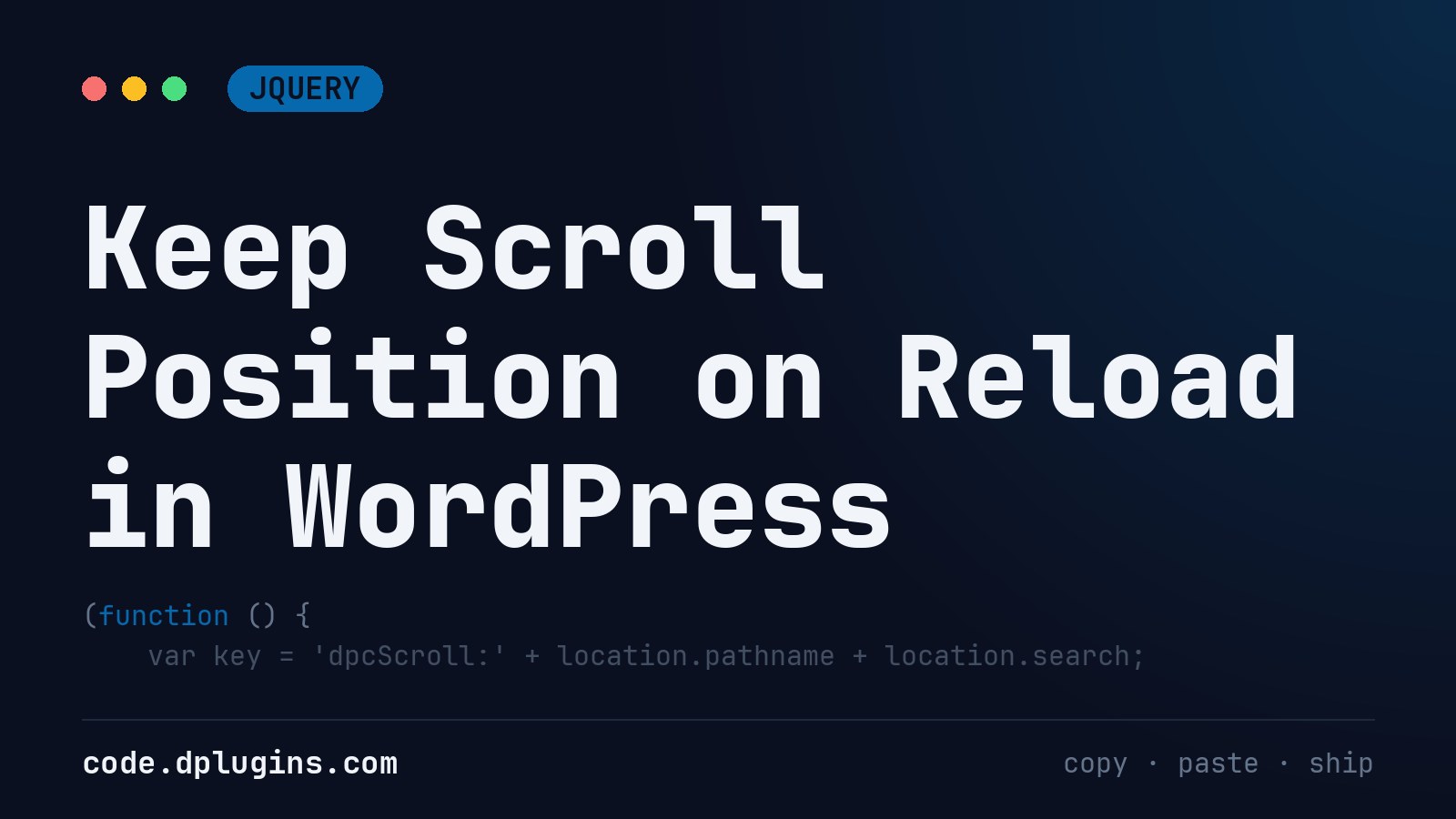 Keep Scroll Position on Reload in WordPress