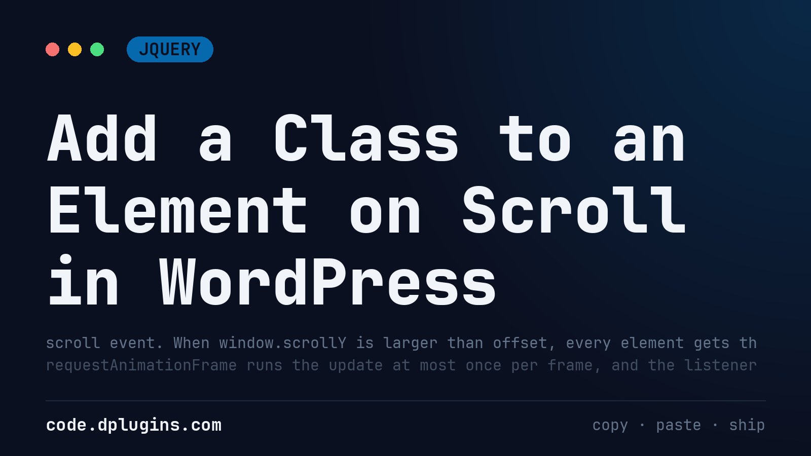 Add a Class to an Element on Scroll in WordPress