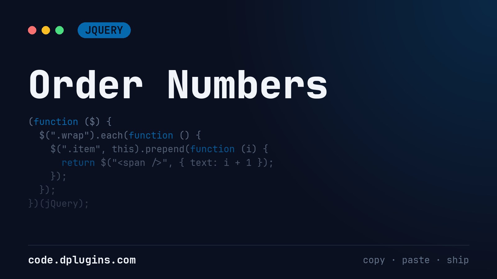 Order Numbers