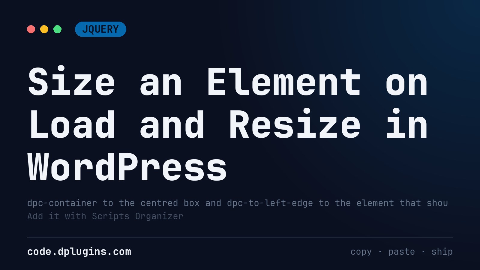 Size an Element on Load and Resize in WordPress