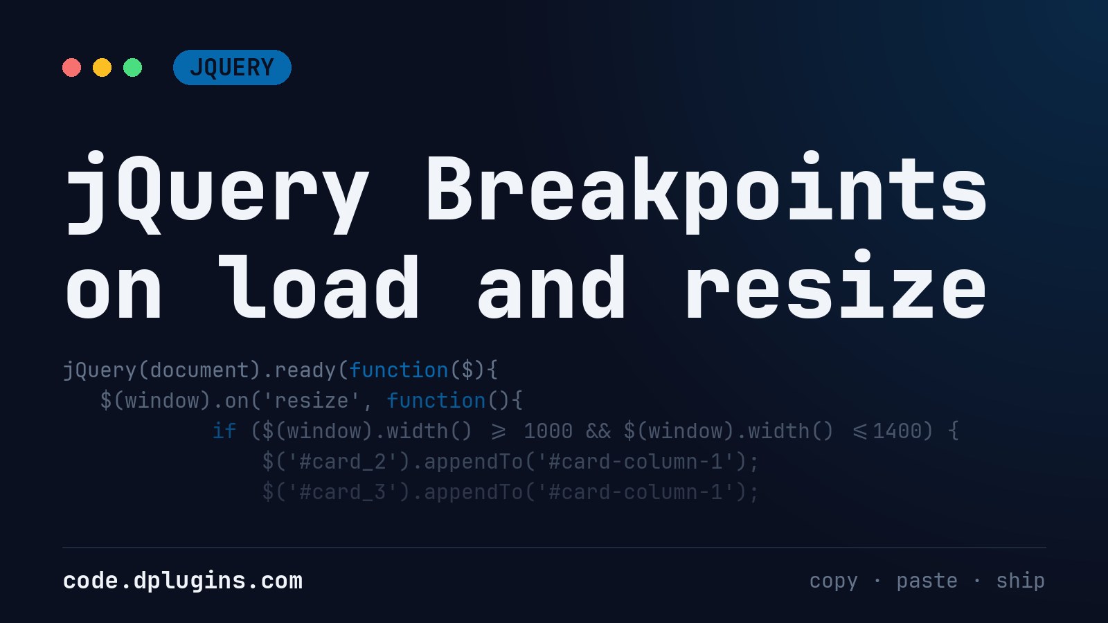 jQuery Breakpoints on load and resize