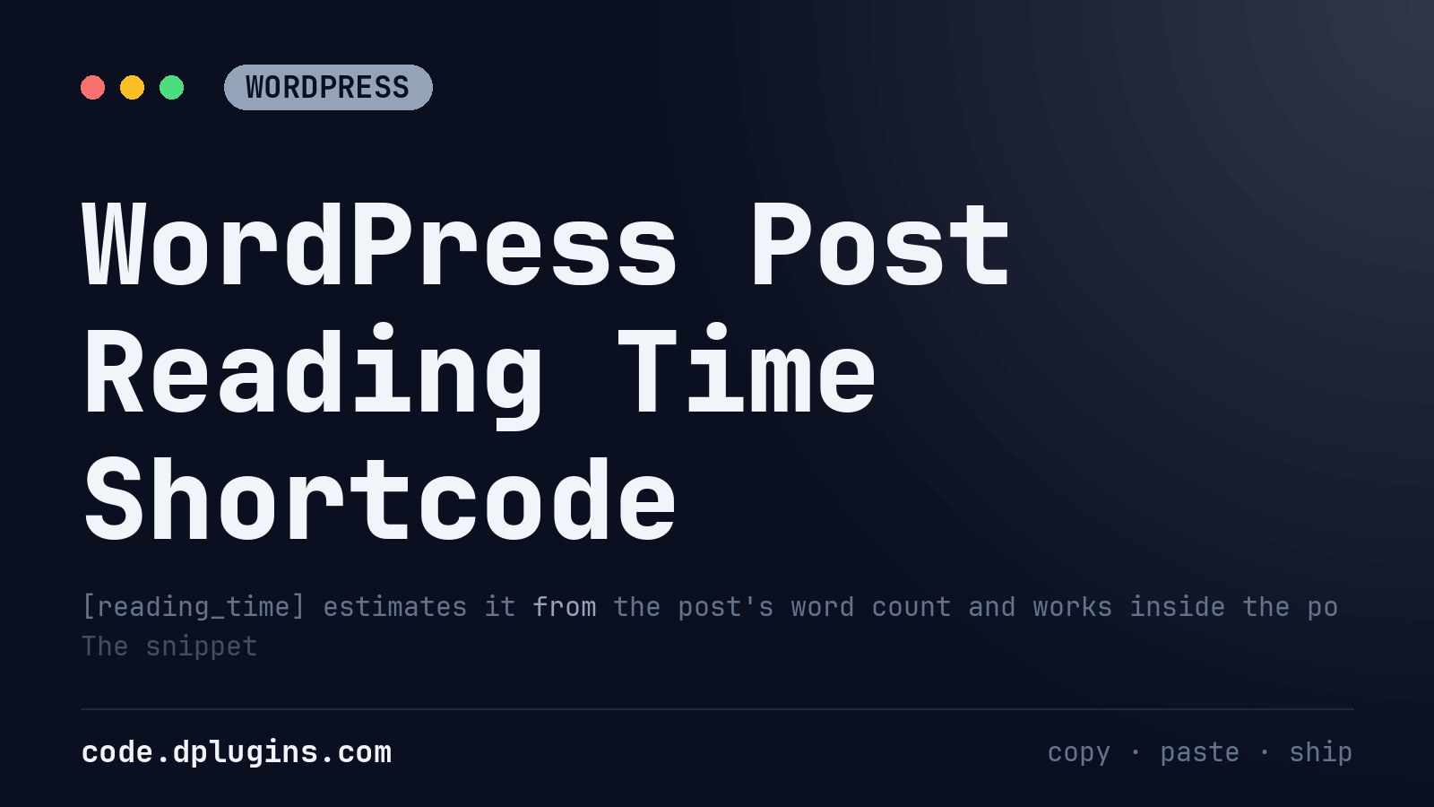 WordPress Post Reading Time Shortcode