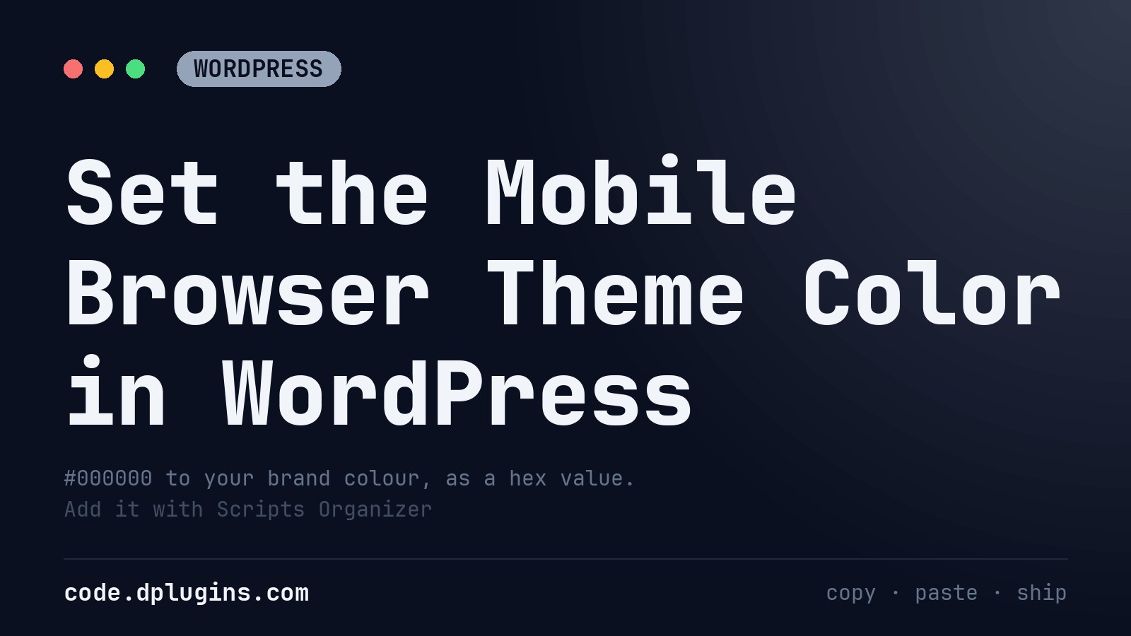 Set the Mobile Browser Theme Color in WordPress