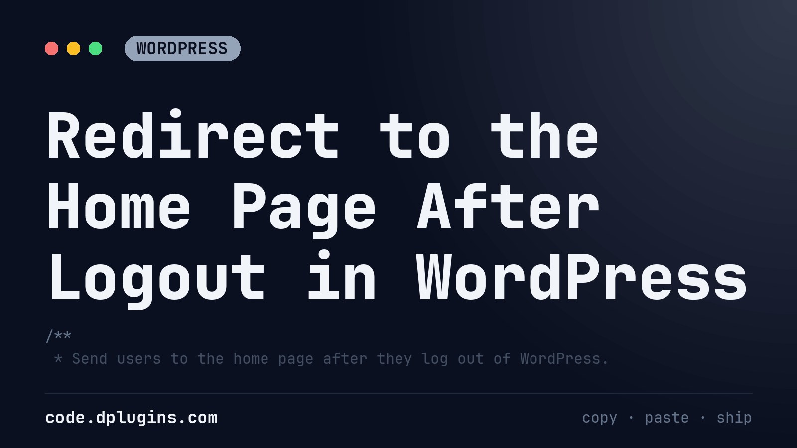 Redirect to the Home Page After Logout in WordPress