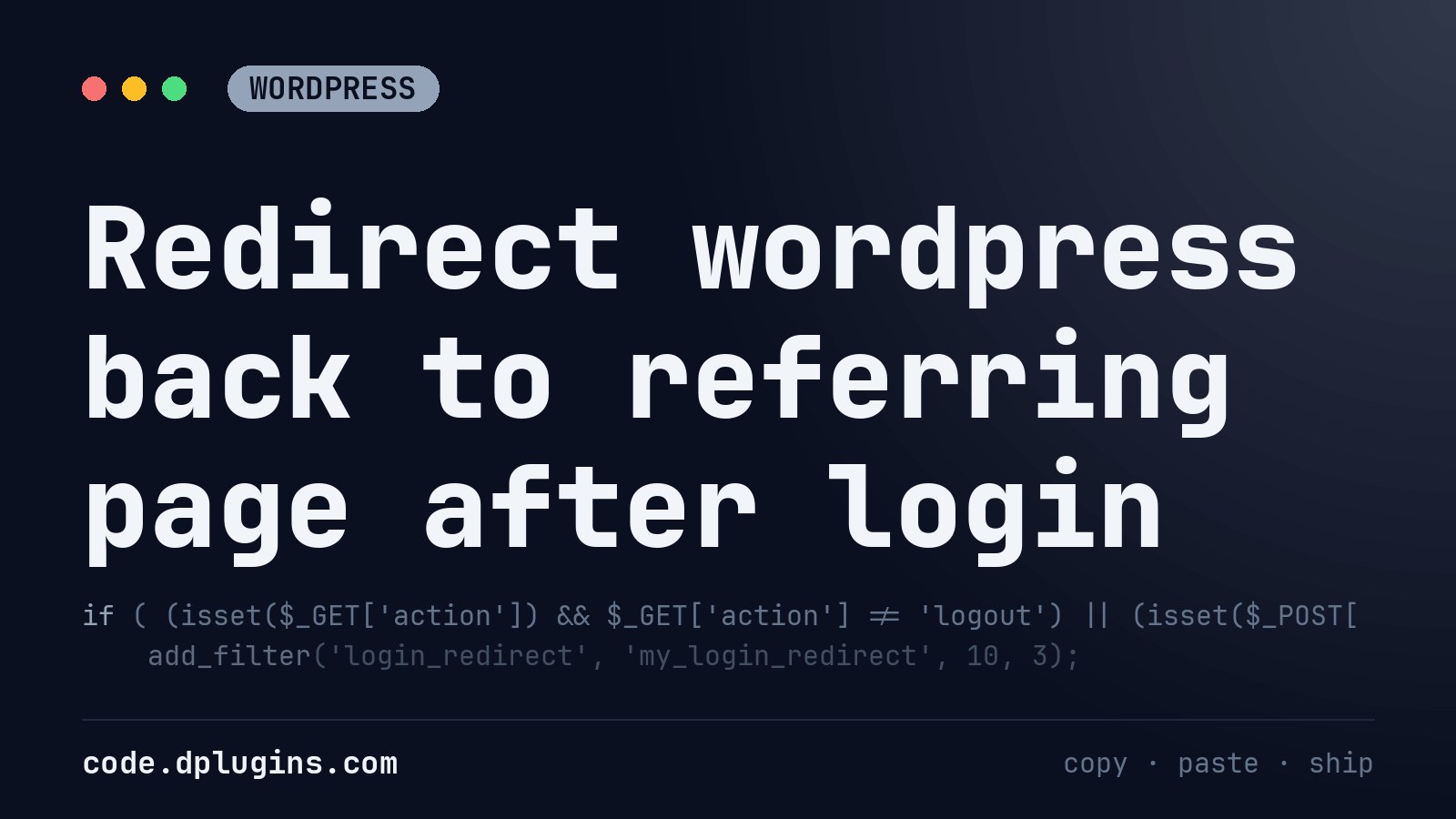 Redirect wordpress back to referring page after login