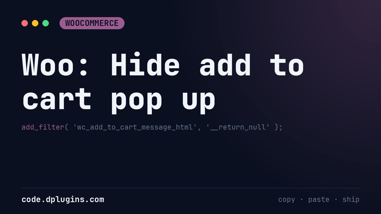 Woo: Hide add to cart pop up