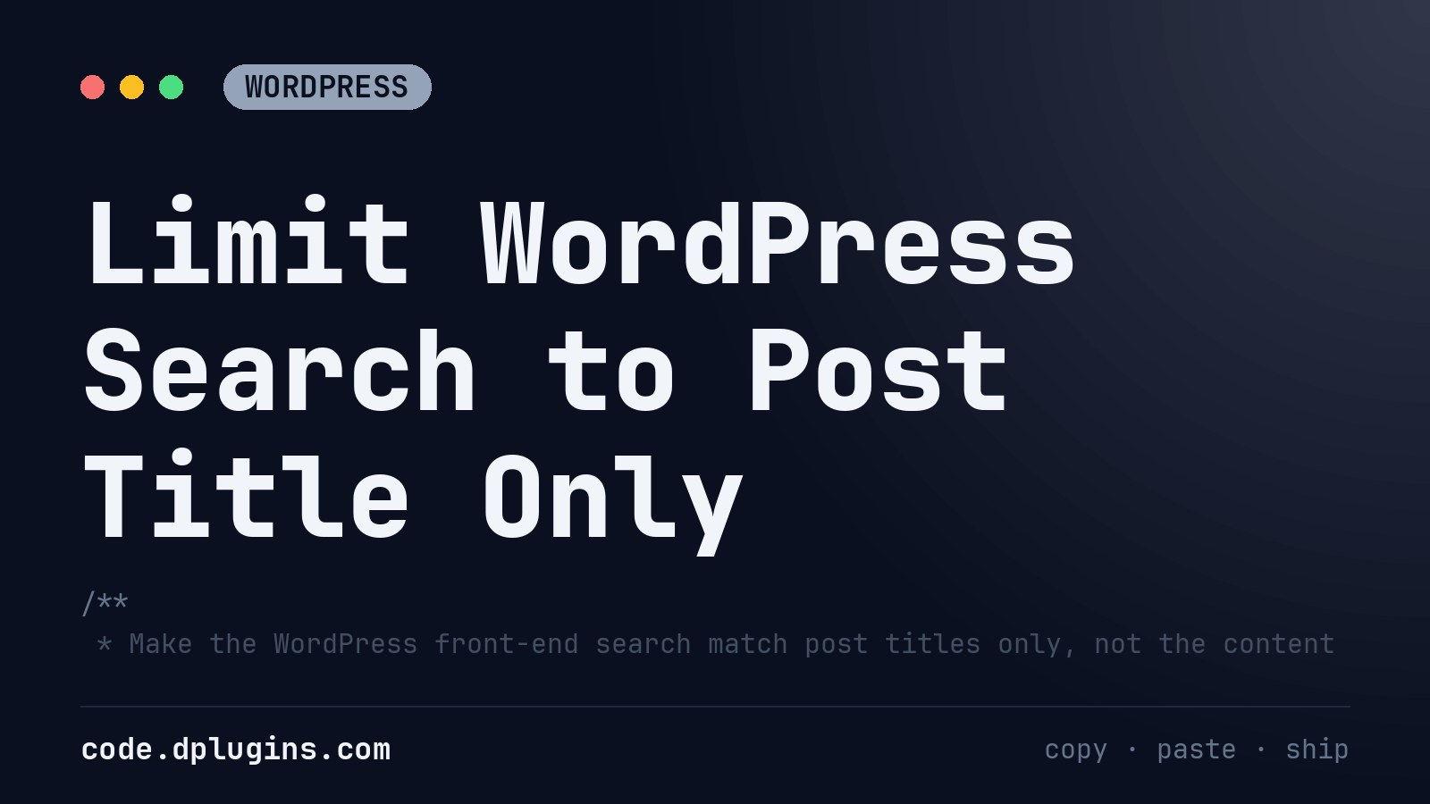 Limit WordPress Search to Post Title Only