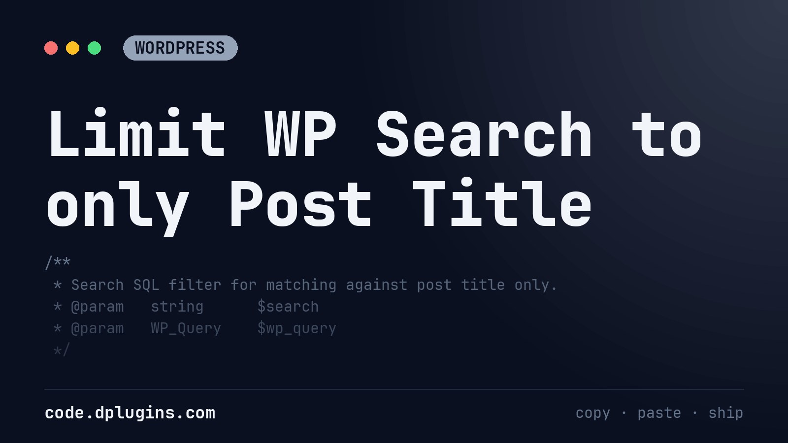 Limit WP Search to only Post Title