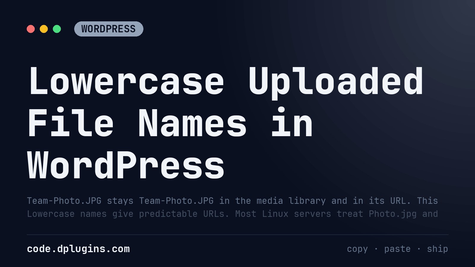 Lowercase Uploaded File Names in WordPress