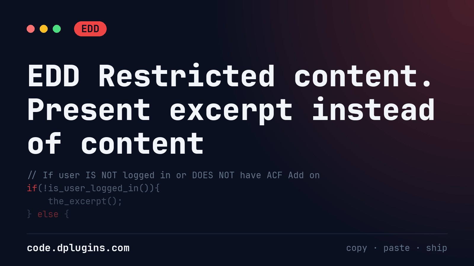 EDD Restricted content. Present excerpt instead of content