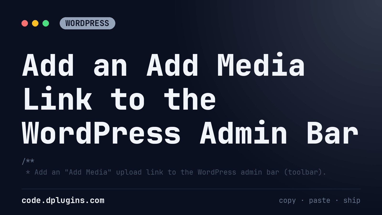 Add an Add Media Link to the WordPress Admin Bar