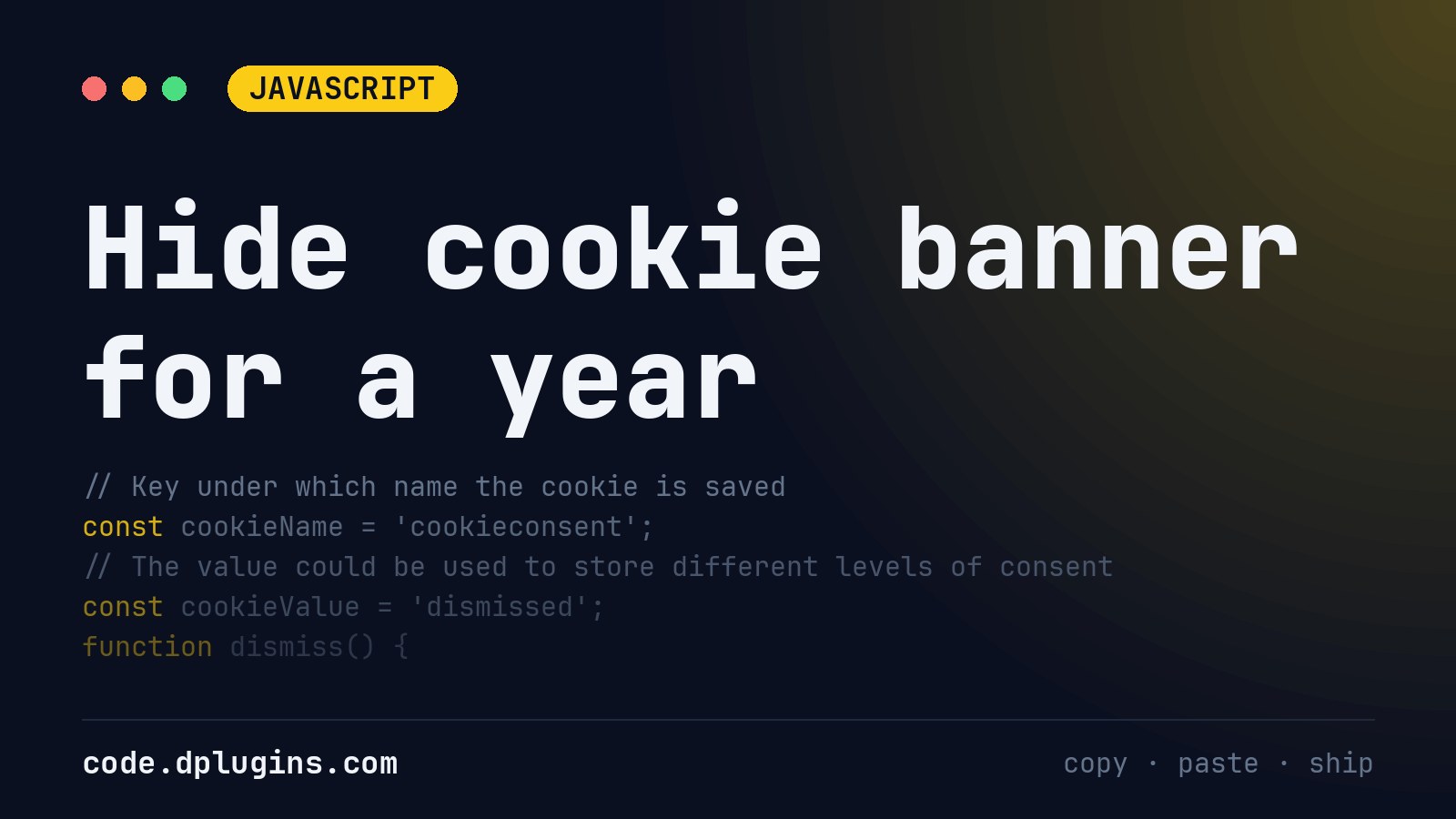 Hide cookie banner for a year