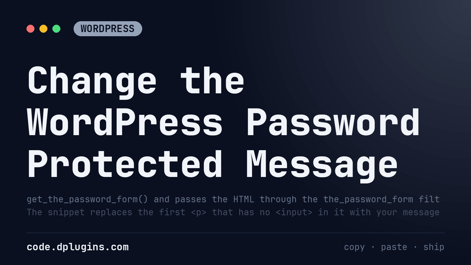 Change the WordPress Password Protected Message