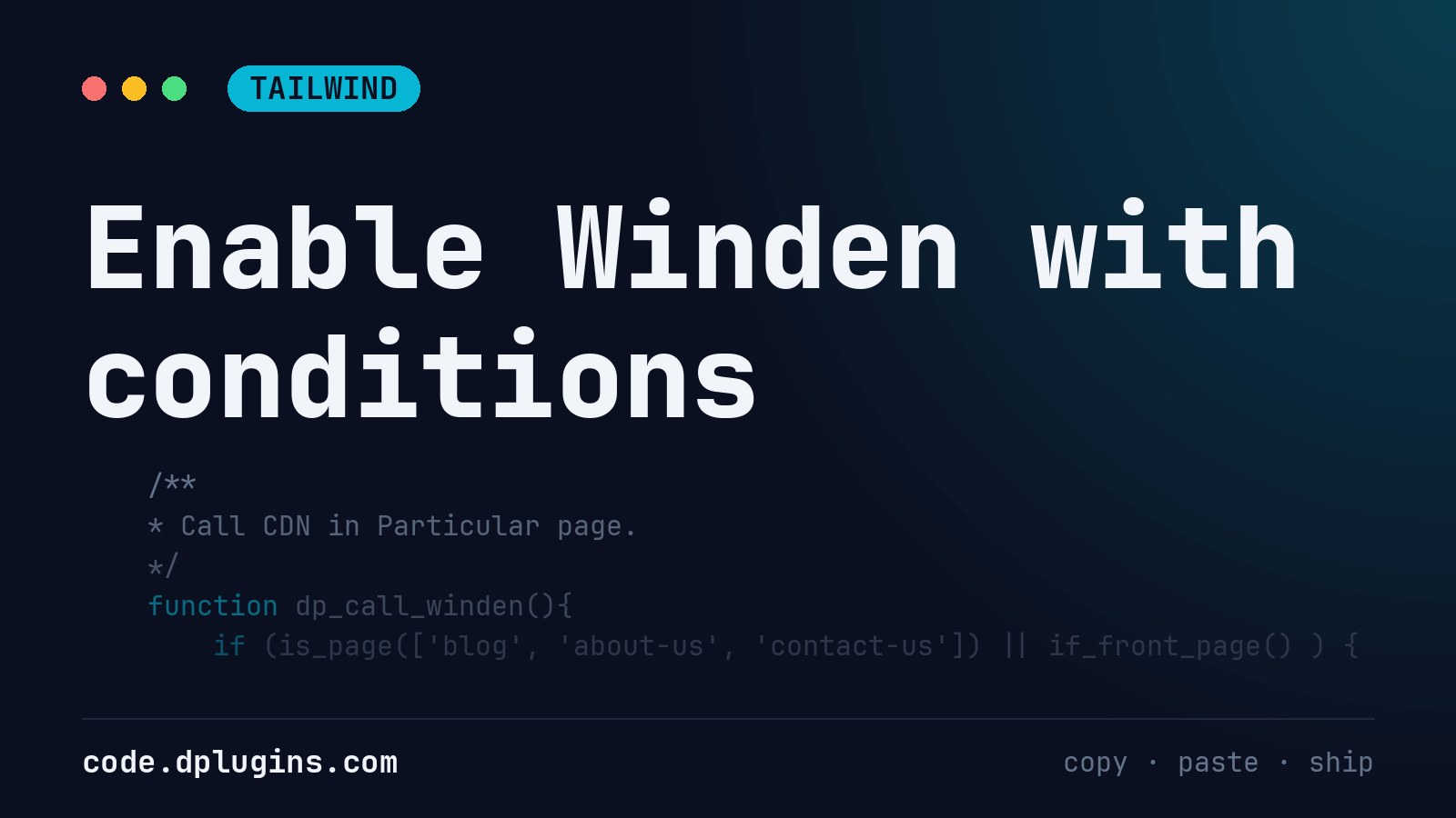 Enable Winden with conditions