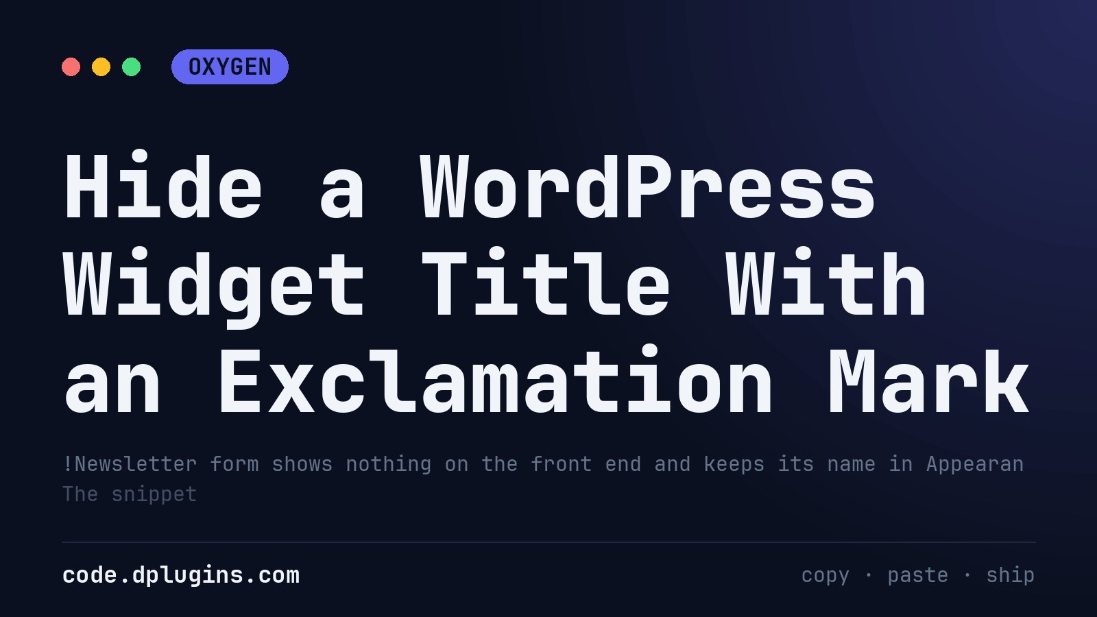 Hide a WordPress Widget Title With an Exclamation Mark